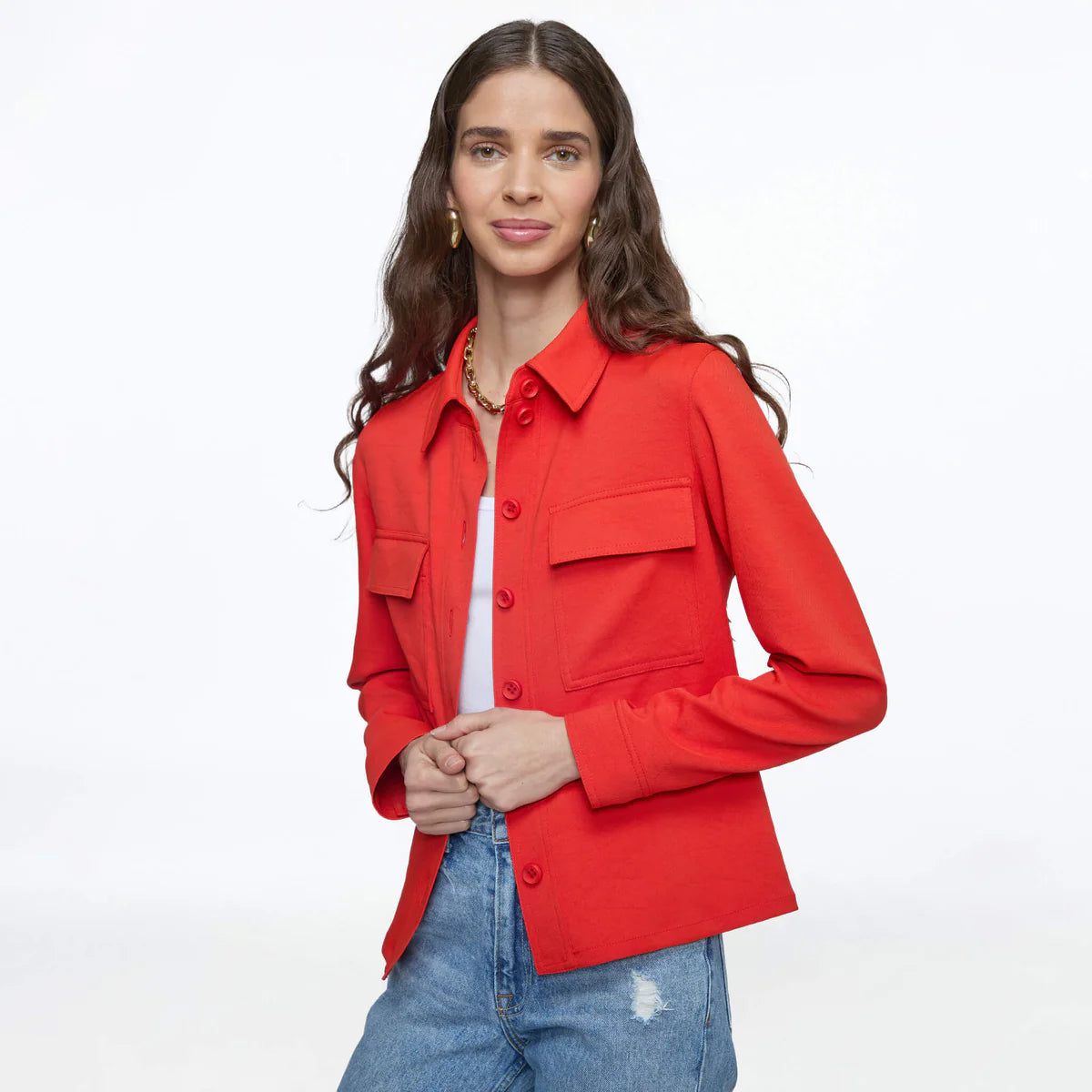 CHAMARRA NARANJA CON BOLSAS