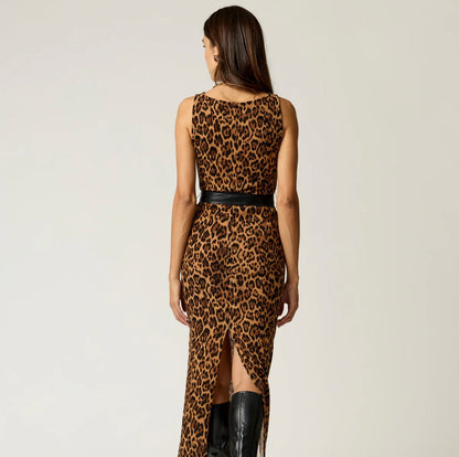 VESTIDO LEOPARDO TEJIDO CON CINTURON