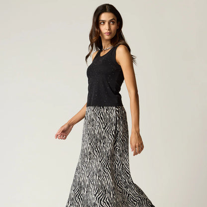 TOP NEGRO REMACHES PLATA