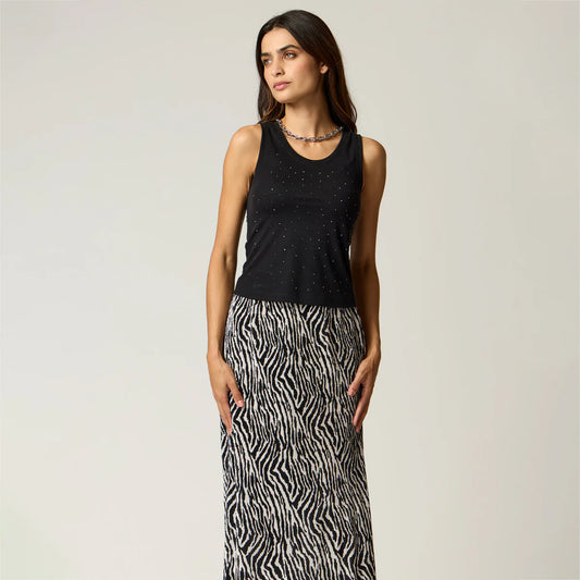 TOP NEGRO REMACHES PLATA