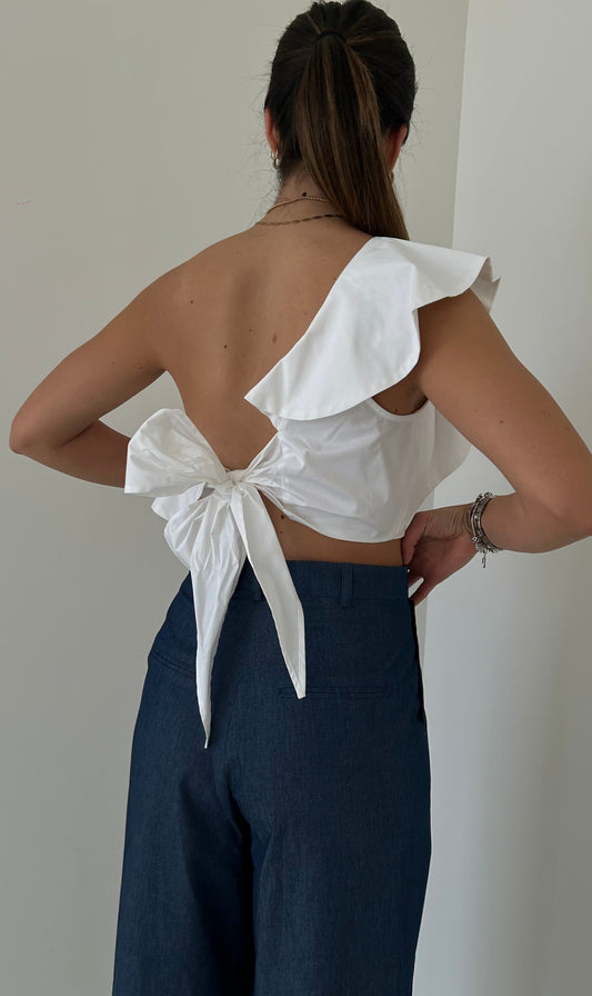 TOP ASIMETRICO BLANCO